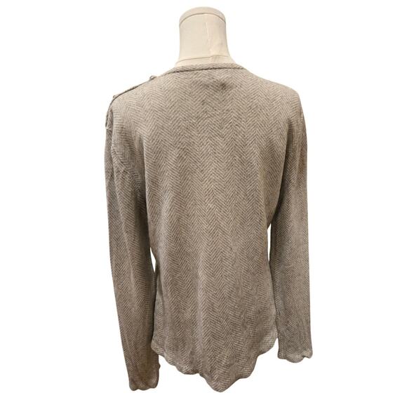 Lauren Ralph Lauren VTG Silk Cashmere Herringbone Gray White Lightweight Medium - Picture 5 of 10